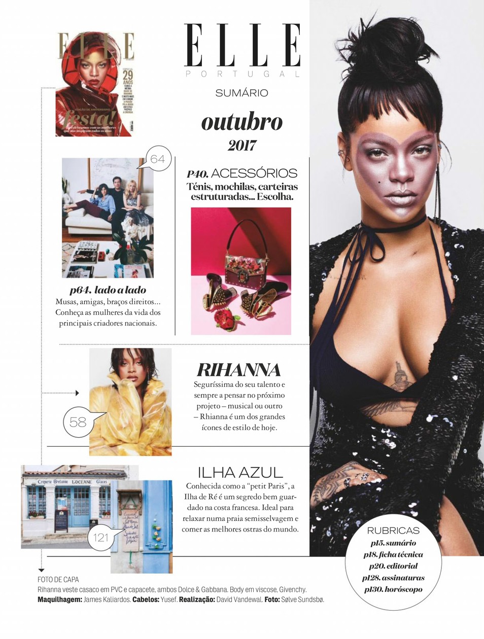 Rihanna登上葡萄牙《Elle》10月号封面,奇特造型引发热议
